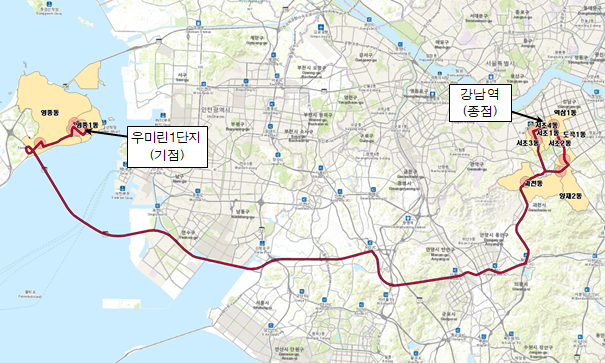 영종 우미린1단지~강남역 (국토부 제공)