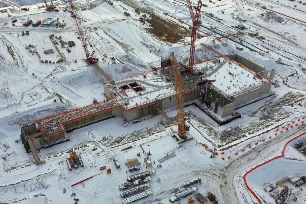 인텔의 오하이오 원 (Ohio One) 건설팀은 새 팹의 지상 유틸리티 층을 건설 중이다. 2023년 12월에 촬영된 사진. (인텔 제공)