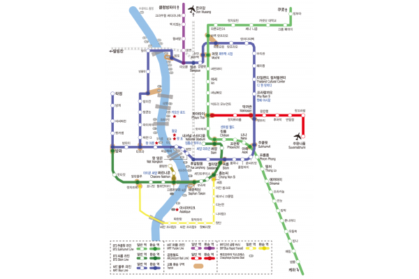 태국 방콕 지하철 노선도